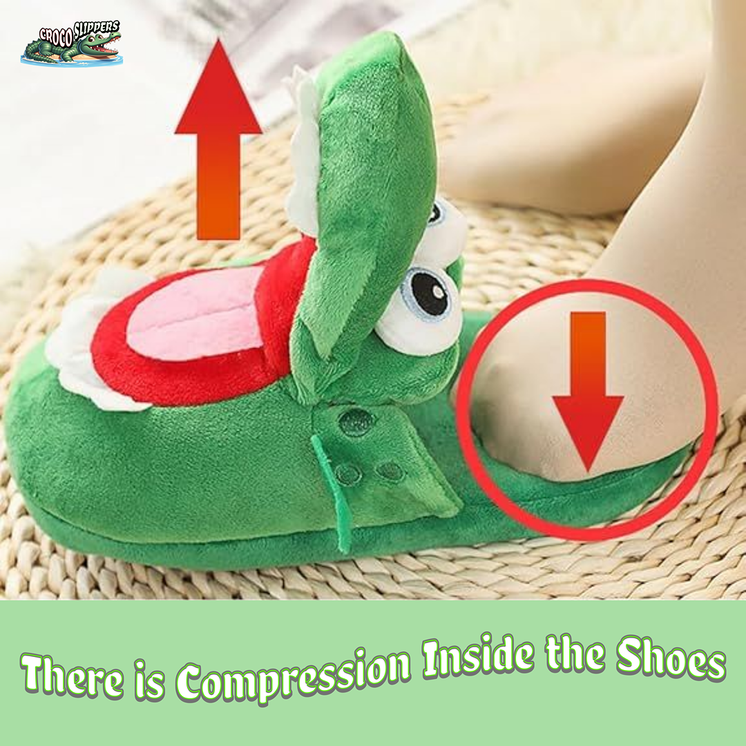 Funny Crocodile Slippers with Animated Mouth, Cozy Indoor Shoes, Anti-Slip