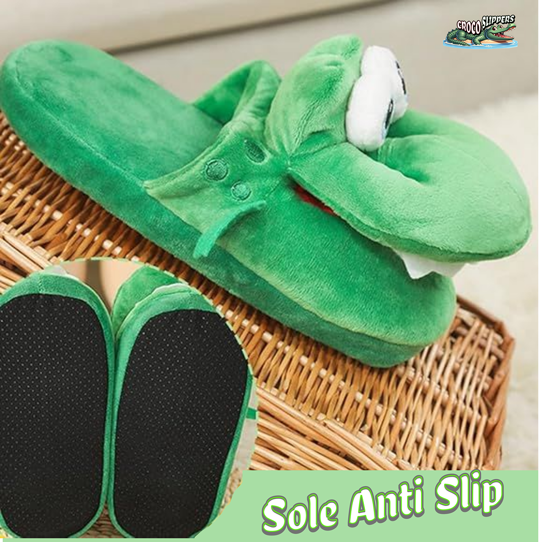 Zapatillas divertidas del cocodrilo con la boca animada, zapatos interiores acogedores, antideslizantes