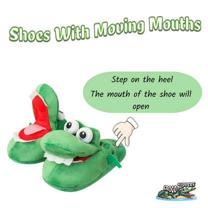 Funny Crocodile Slippers with Animated Mouth, Cozy Indoor Shoes, Anti-Slip