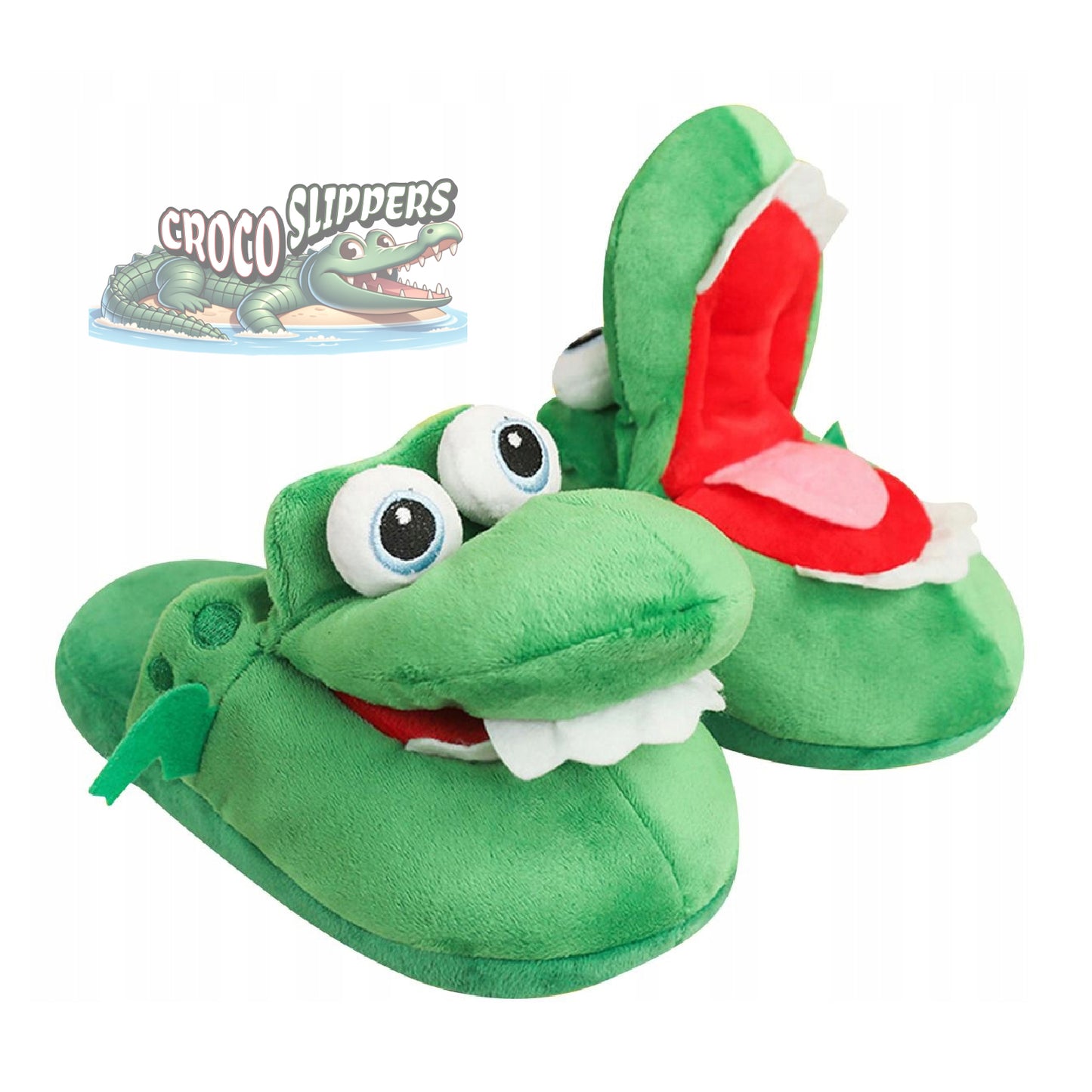 Funny Crocodile Slippers with Animated Mouth, Cozy Indoor Shoes, Anti-Slip